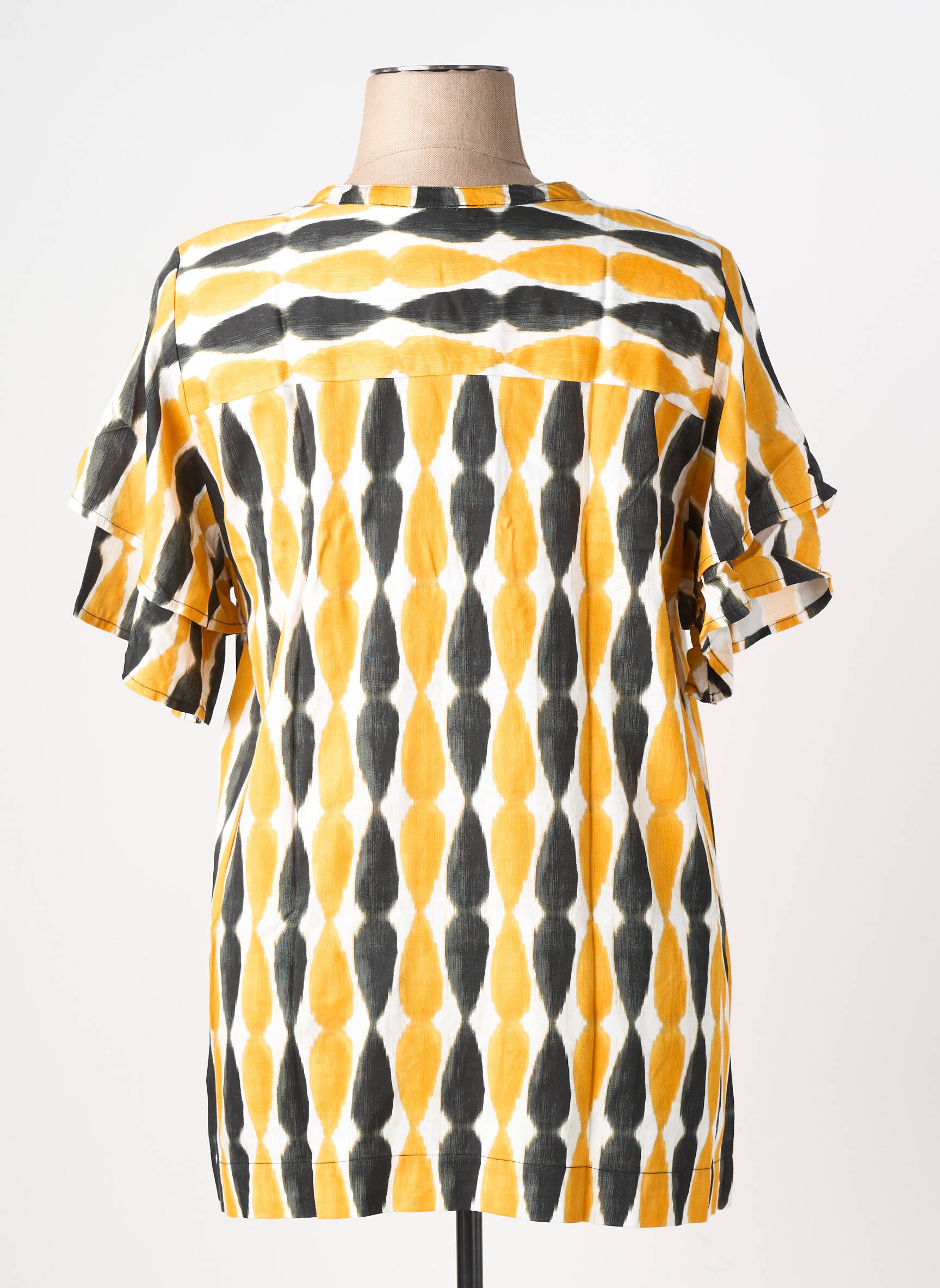 Tunique manches courtes col rond jaune ZHENZI femme