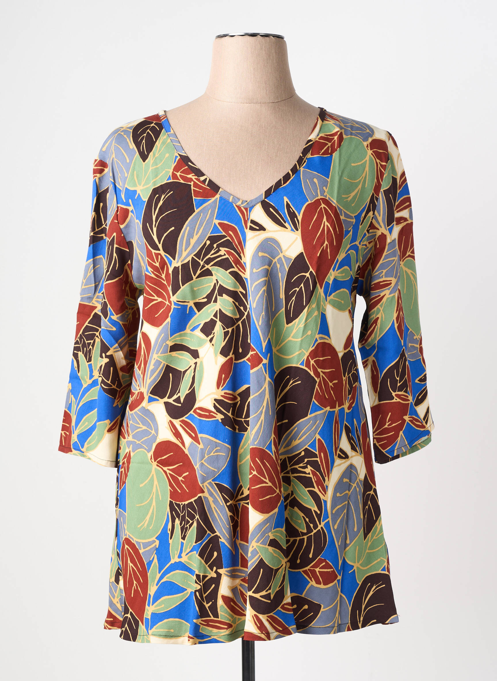 Tunique manches longues tissage crêpe bleu MASAI femme
