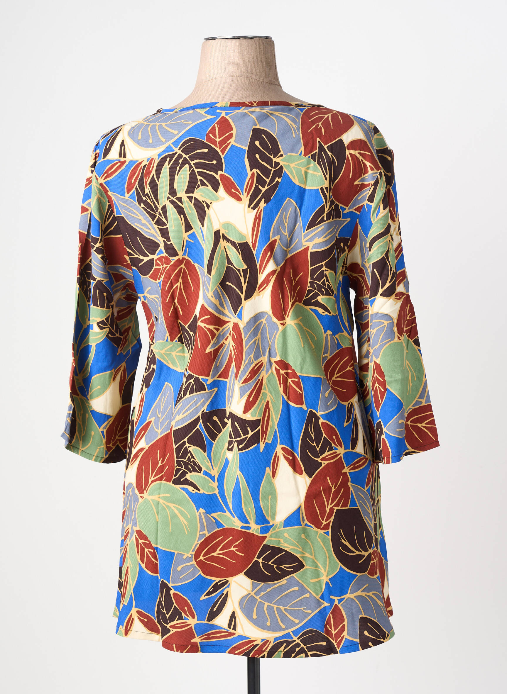 Tunique manches longues tissage crêpe bleu MASAI femme