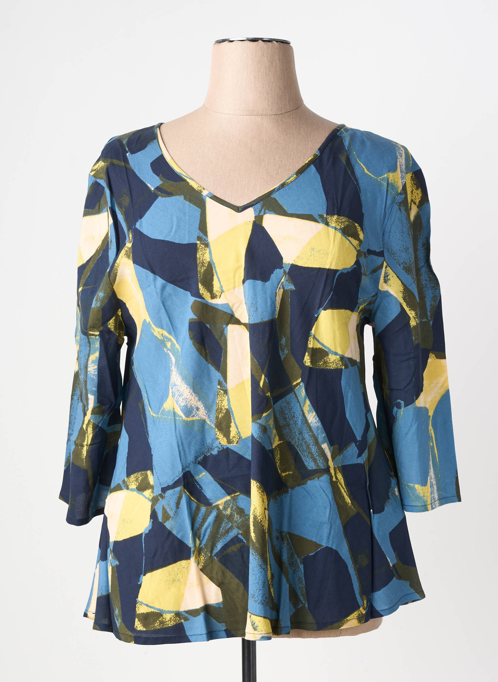 Tunique manches longues tissage crêpe bleu MASAI femme