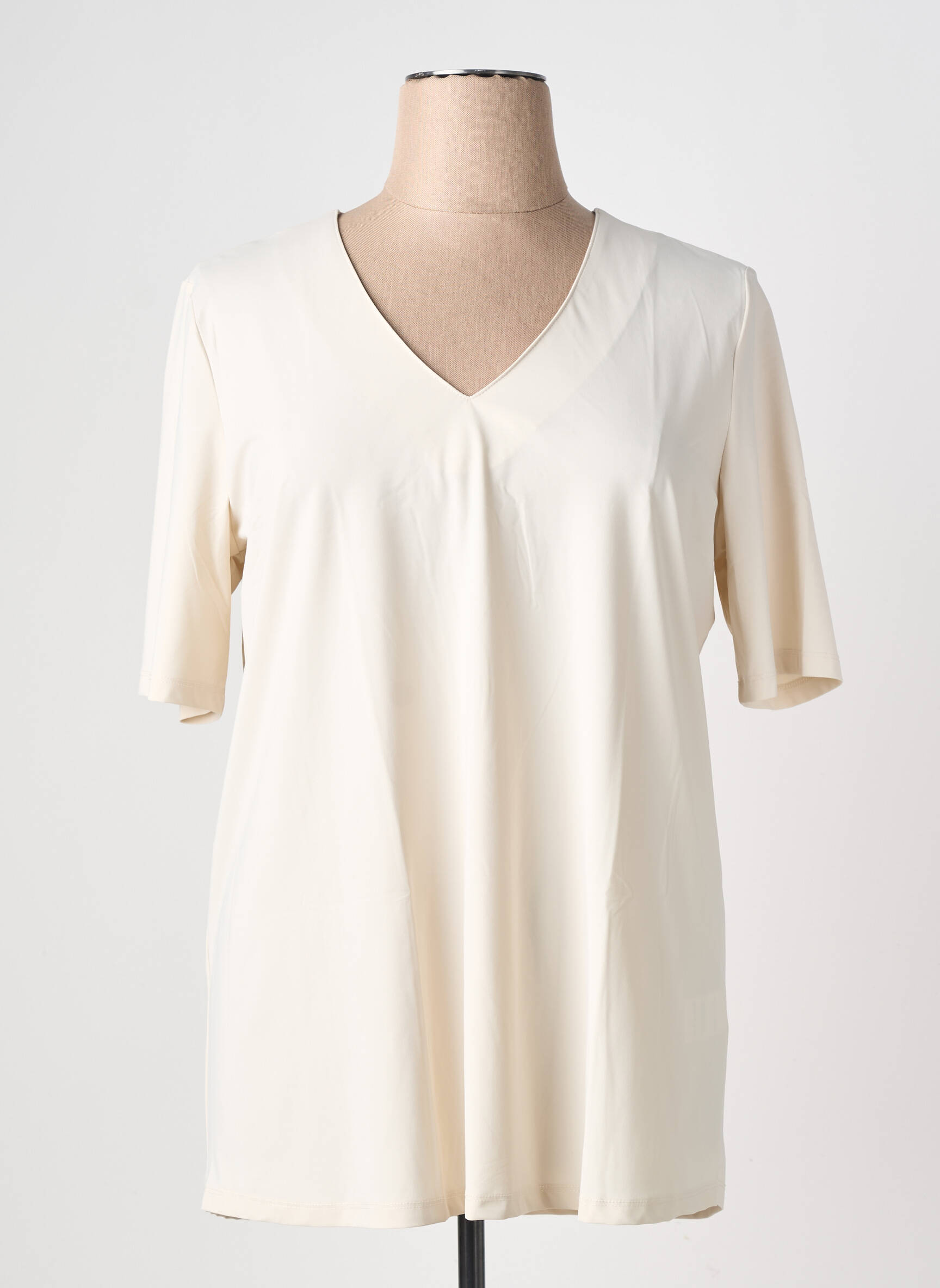 Top tissage jersey manches courtes beige PLUS BASICS femme