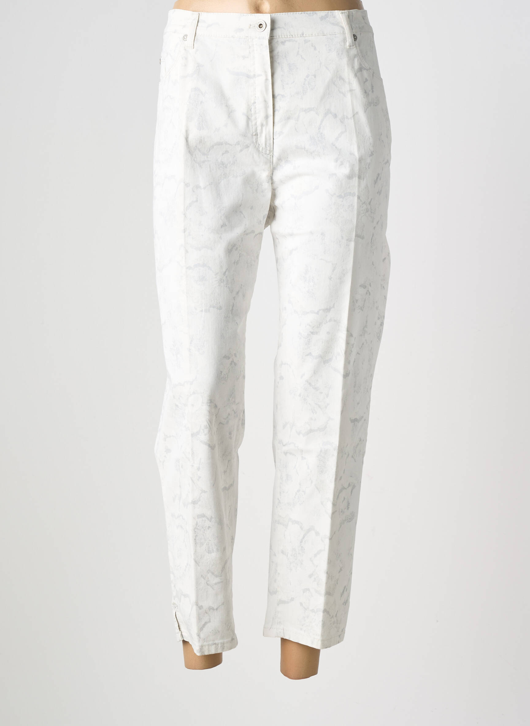 Pantalon 7/8 fermeture zippée sous rabat boutonné blanc RAPHAELA BY BRAX femme