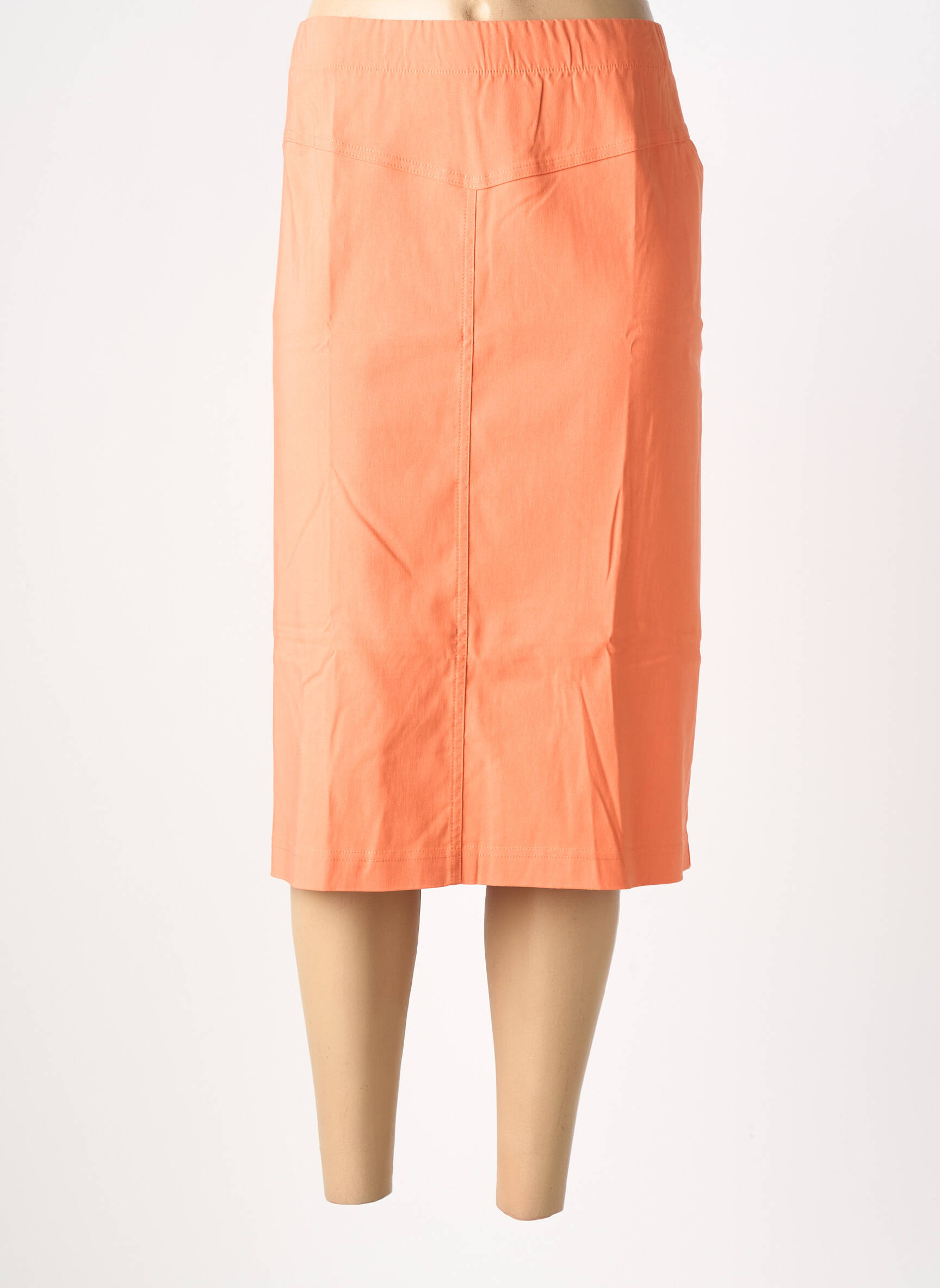 Jupe mi-longue coupe droite orange VERPASS femme