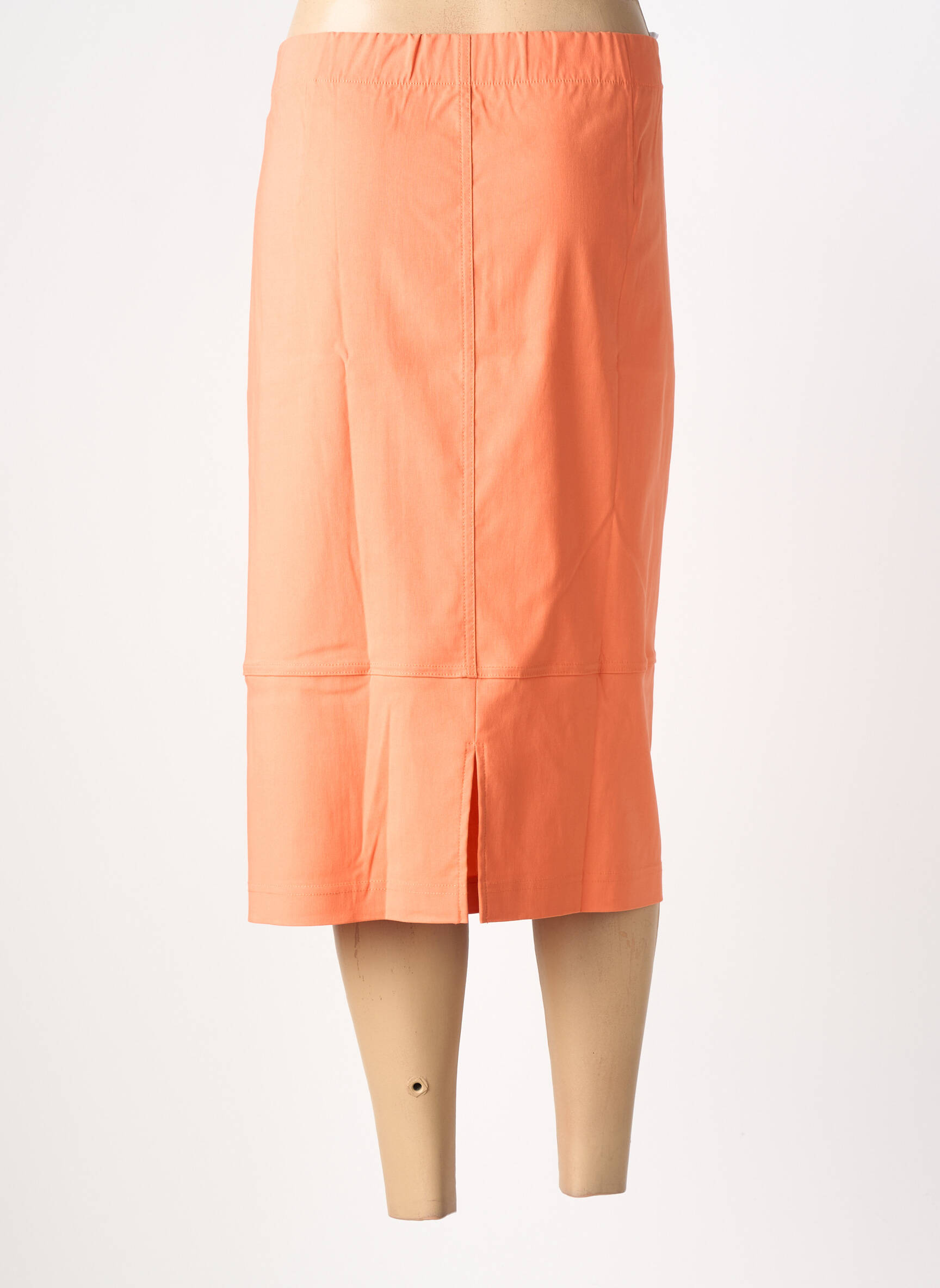 Jupe mi-longue coupe droite orange VERPASS femme
