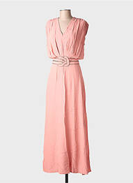 Robe longue manches courtes manches courtes rose LOUIZON femme
