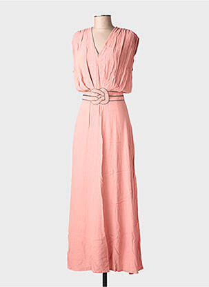 Robe longue manches courtes manches courtes rose LOUIZON femme