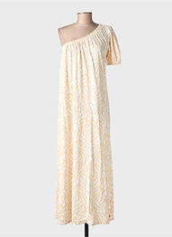 Robe longue tissage popeline manches courtes beige SURKANA femme