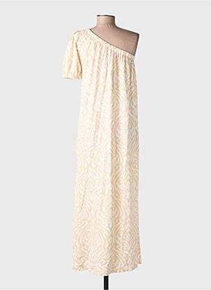 Robe longue tissage popeline manches courtes beige SURKANA femme