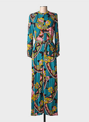 Robe longue imprimé fantaisie manches longues bleu KING LOUIE femme