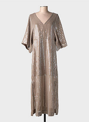 Robe longue manches courtes manches courtes marron SOAKED femme
