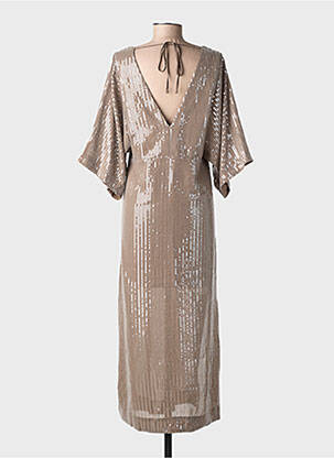 Robe longue manches courtes manches courtes marron SOAKED femme