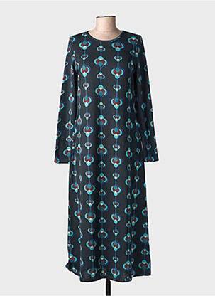 Robe longue imprimé fantaisie manches longues bleu SURKANA femme