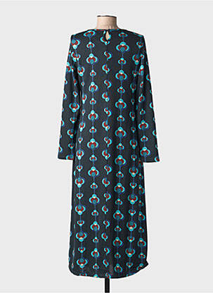 Robe longue imprimé fantaisie manches longues bleu SURKANA femme
