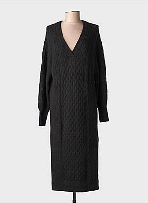 Robe pull coupe droite manches longues noir SOAKED femme