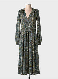 Robe longue imprimé fantaisie manches longues vert KING LOUIE femme