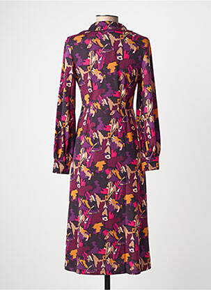Robe mi-longue imprimé fantaisie manches longues violet SURKANA femme