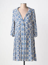 Robe mi-longue manches 3/4 manches 3/4 bleu PAKO LITTO femme