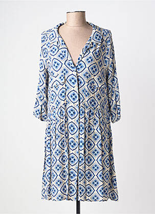 Robe mi-longue manches 3/4 manches 3/4 bleu PAKO LITTO femme