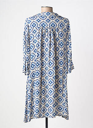 Robe mi-longue manches 3/4 manches 3/4 bleu PAKO LITTO femme