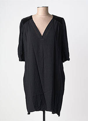 Robe mi-longue manches courtes manches courtes noir ORFEO femme