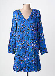 Robe mi-longue coupe fluide manches longues bleu LOLA ESPELETA femme
