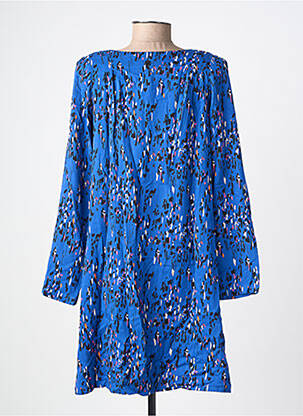Robe mi-longue coupe fluide manches longues bleu LOLA ESPELETA femme