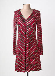 Robe mi-longue imprimé fantaisie manches longues rouge SURKANA femme