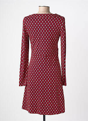 Robe mi-longue imprimé fantaisie manches longues rouge SURKANA femme