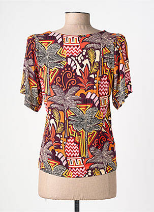 T-shirt imprimé fantaisie manches courtes orange SURKANA femme