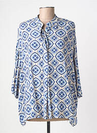 Blouse tissage popeline manches 3/4 bleu PAKO LITTO femme
