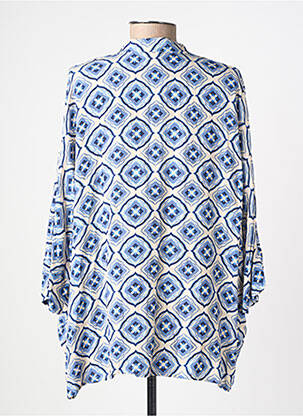 Blouse tissage popeline manches 3/4 bleu PAKO LITTO femme