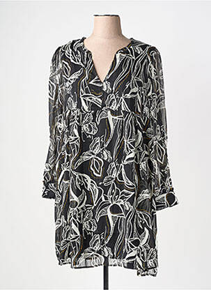Robe mi-longue imprimé fantaisie manches longues noir LOLA ESPELETA femme