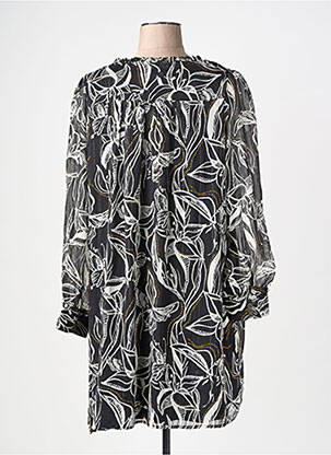 Robe mi-longue imprimé fantaisie manches longues noir LOLA ESPELETA femme
