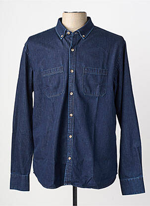 Chemise manches longues coupe droite bleu BILLYBELT homme