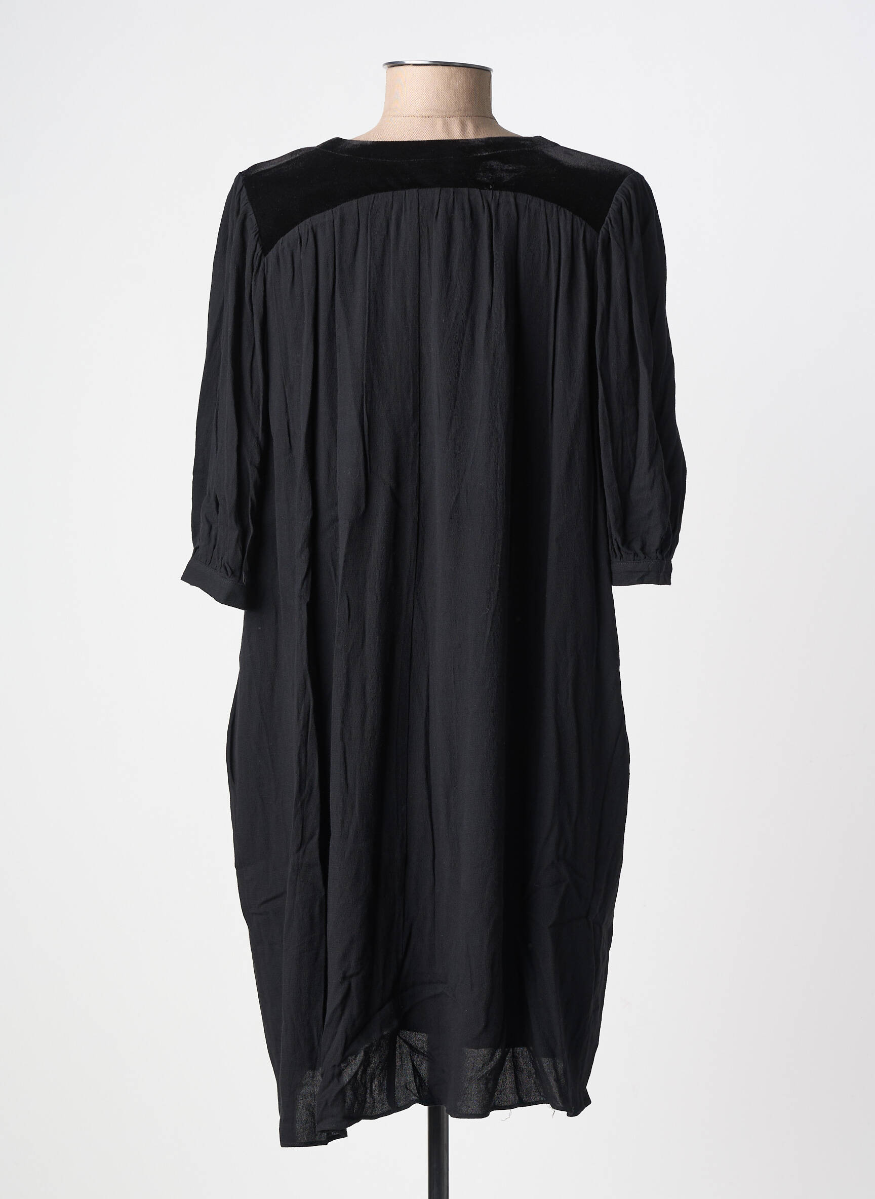 Robe mi-longue manches courtes manches courtes noir ORFEO femme