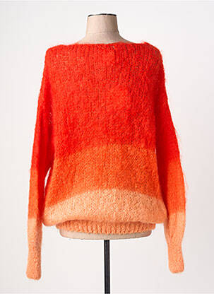 Pull col v manches longues orange MOMENT femme