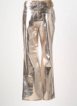 Pantalon flare fermeture zippée sous rabat avec crochet taille haute or SOAKED femme