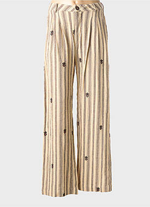 Pantalon large fermeture zippée sous rabat boutonné taille haute beige MAISON HOTEL femme
