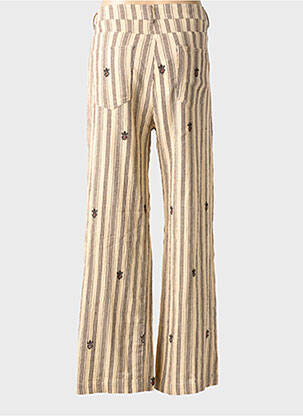 Pantalon large fermeture zippée sous rabat boutonné taille haute beige MAISON HOTEL femme