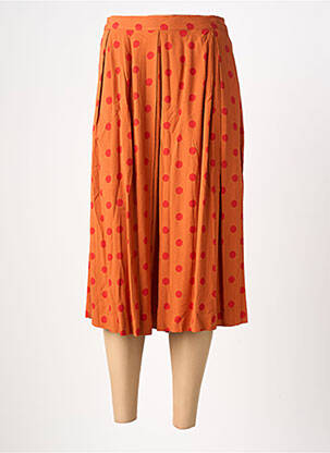 Jupe mi-longue taille à pinces orange KING LOUIE femme