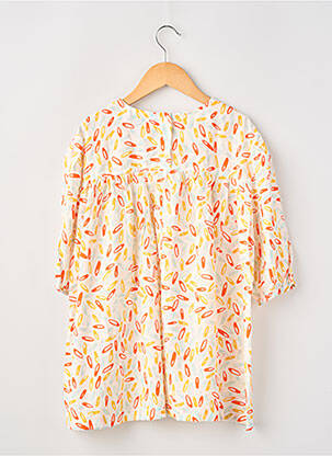 Robe mi-longue fermeture zippée au dos manches 3/4 orange COMPAÑIA FANTASTICA fille
