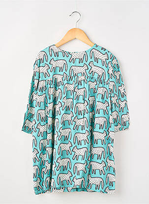 Robe mi-longue fermeture zippée au dos manches 3/4 bleu COMPAÑIA FANTASTICA fille