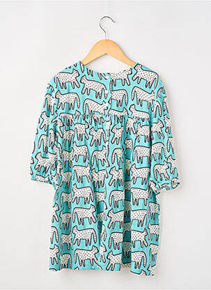 Robe mi-longue fermeture zippée au dos manches 3/4 bleu COMPAÑIA FANTASTICA fille