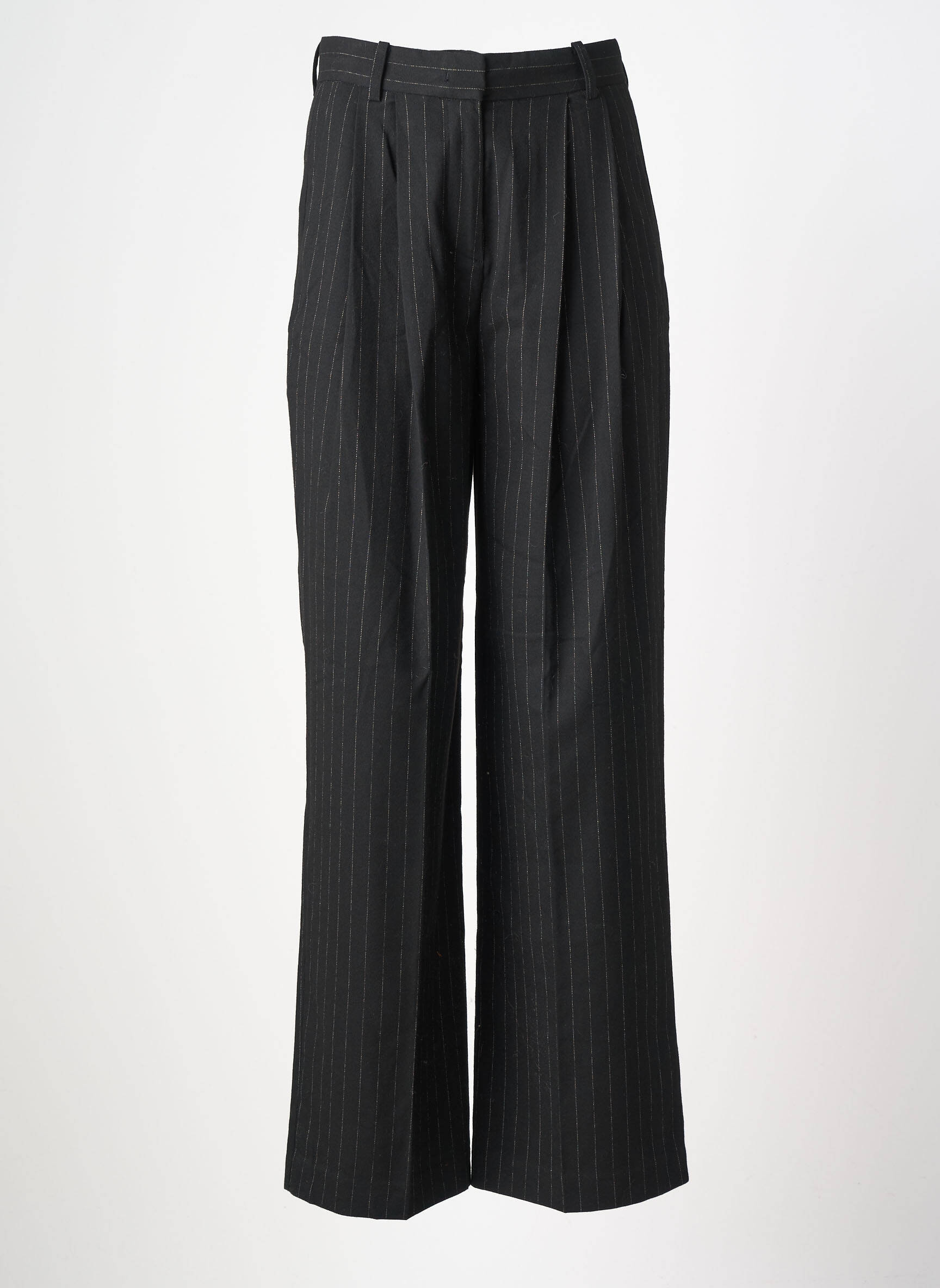 Pantalon large tissage crêpe taille haute noir SOAKED femme