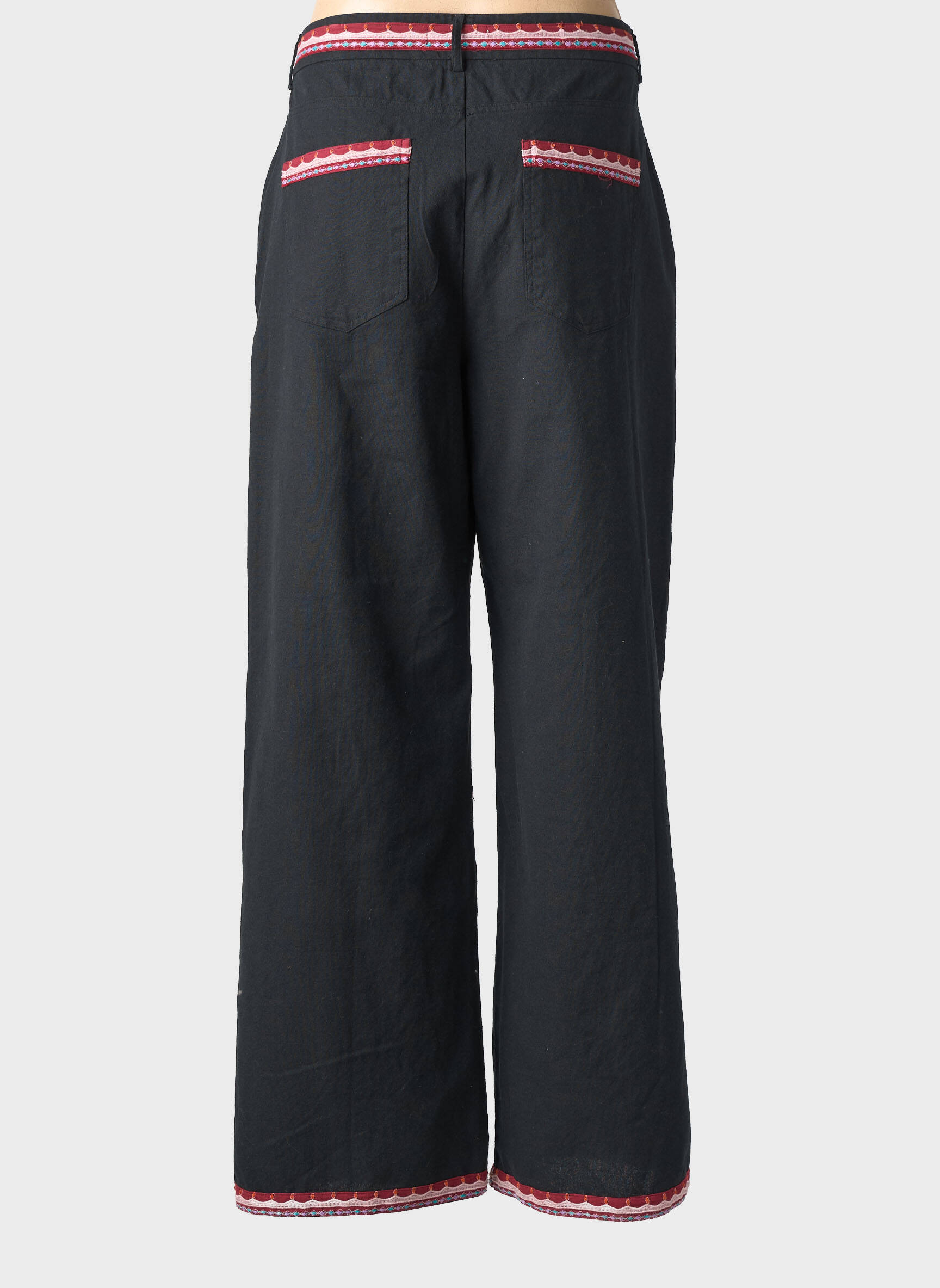Pantalon large tissage popeline taille normale noir MAISON HOTEL femme
