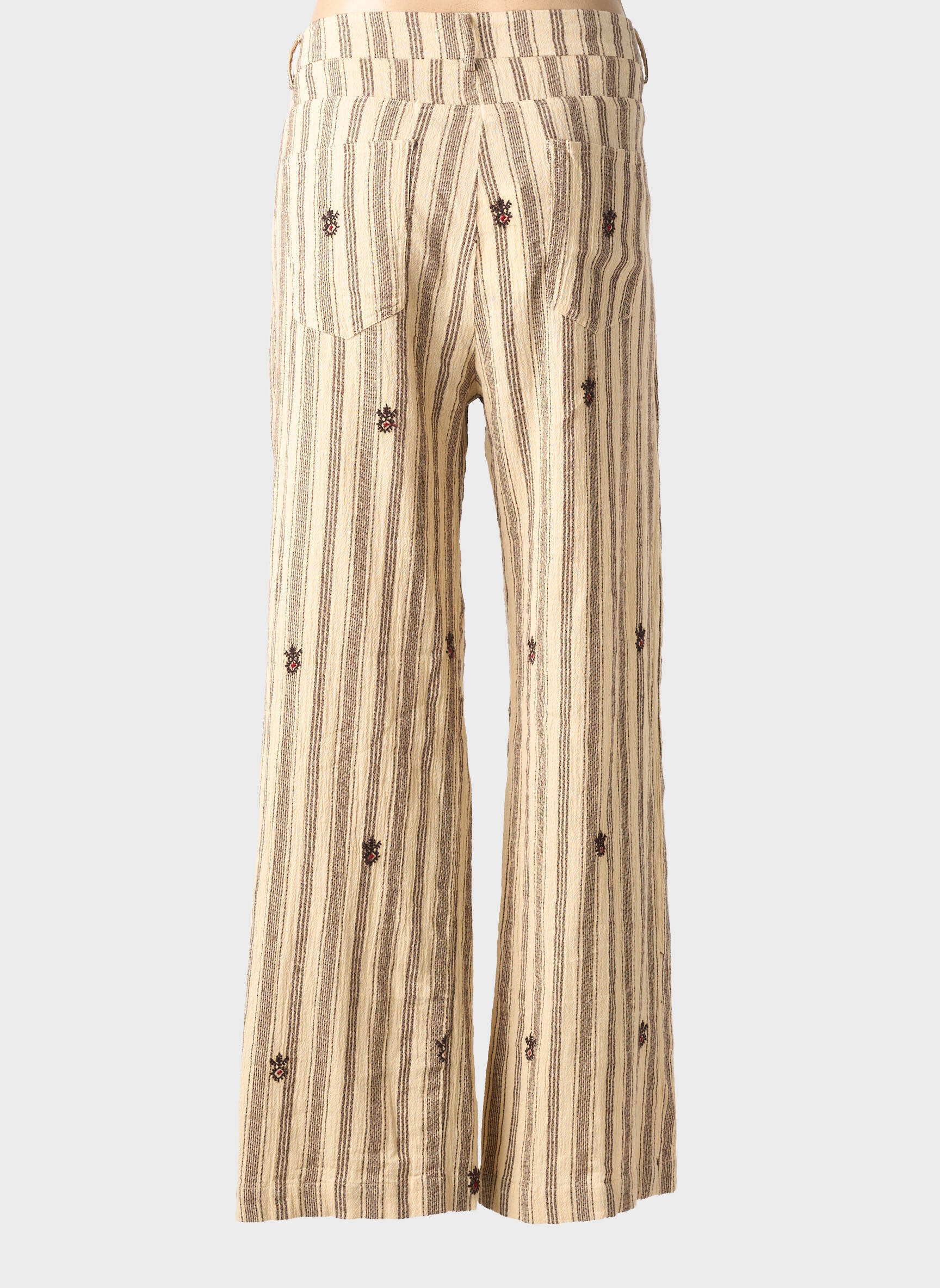 Pantalon large fermeture zippée sous rabat boutonné taille haute beige MAISON HOTEL femme
