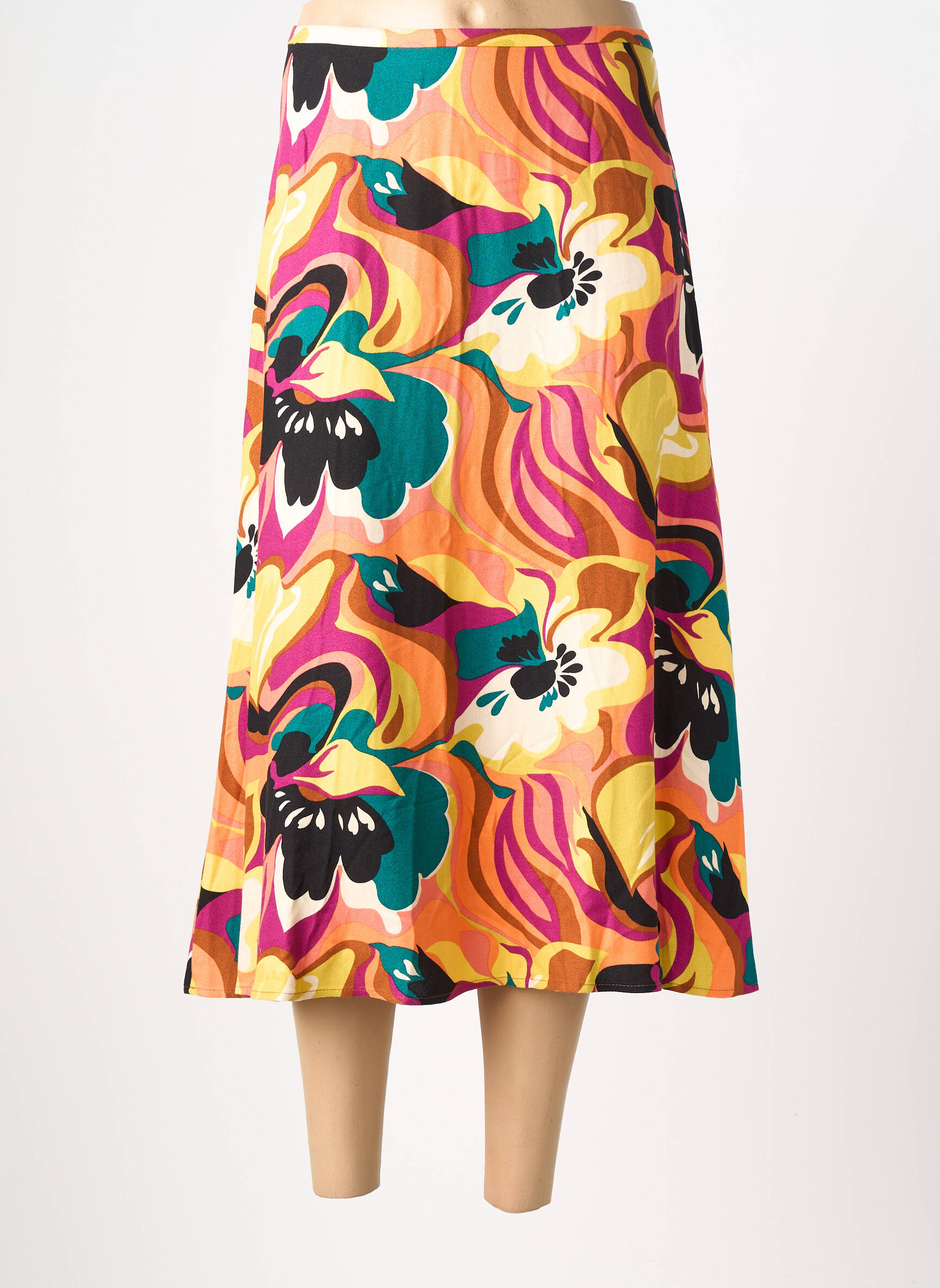 Jupe longue imprimé fantaisie orange KING LOUIE femme