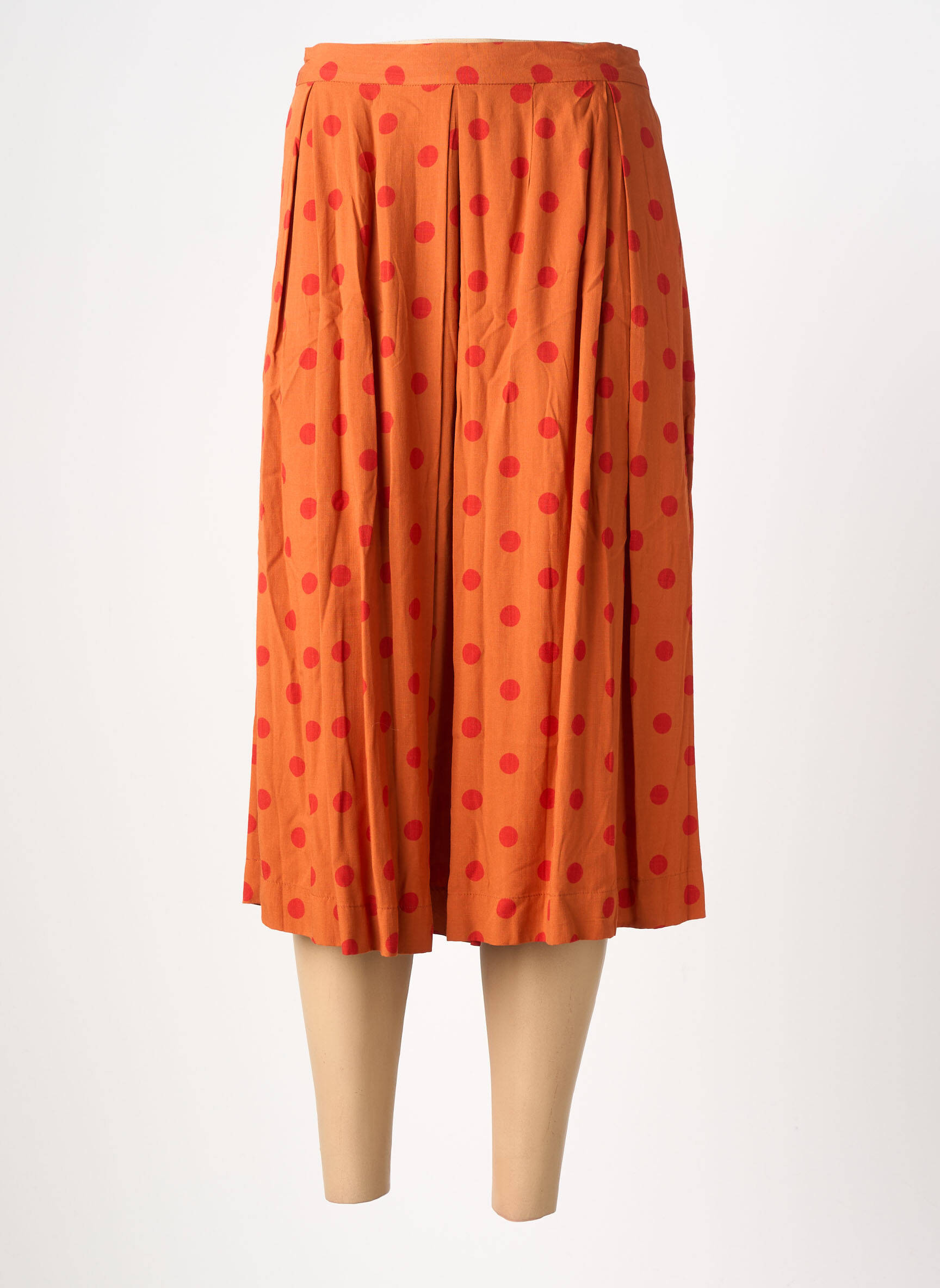 Jupe mi-longue taille à pinces orange KING LOUIE femme