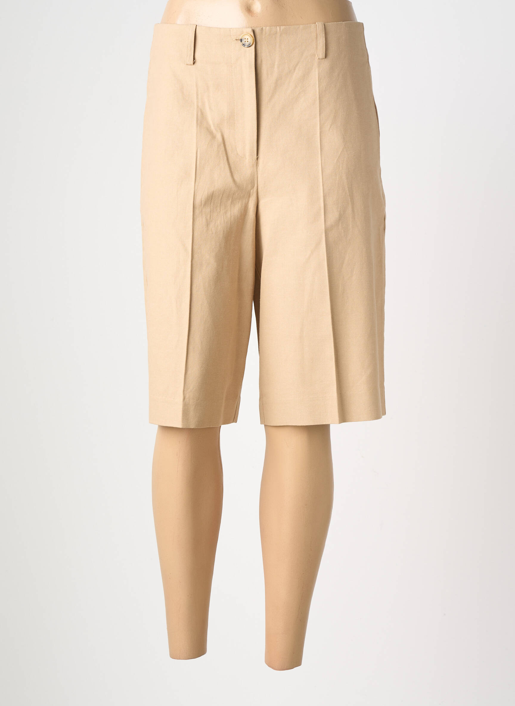 Bermuda taille à pinces taille haute beige SOAKED femme