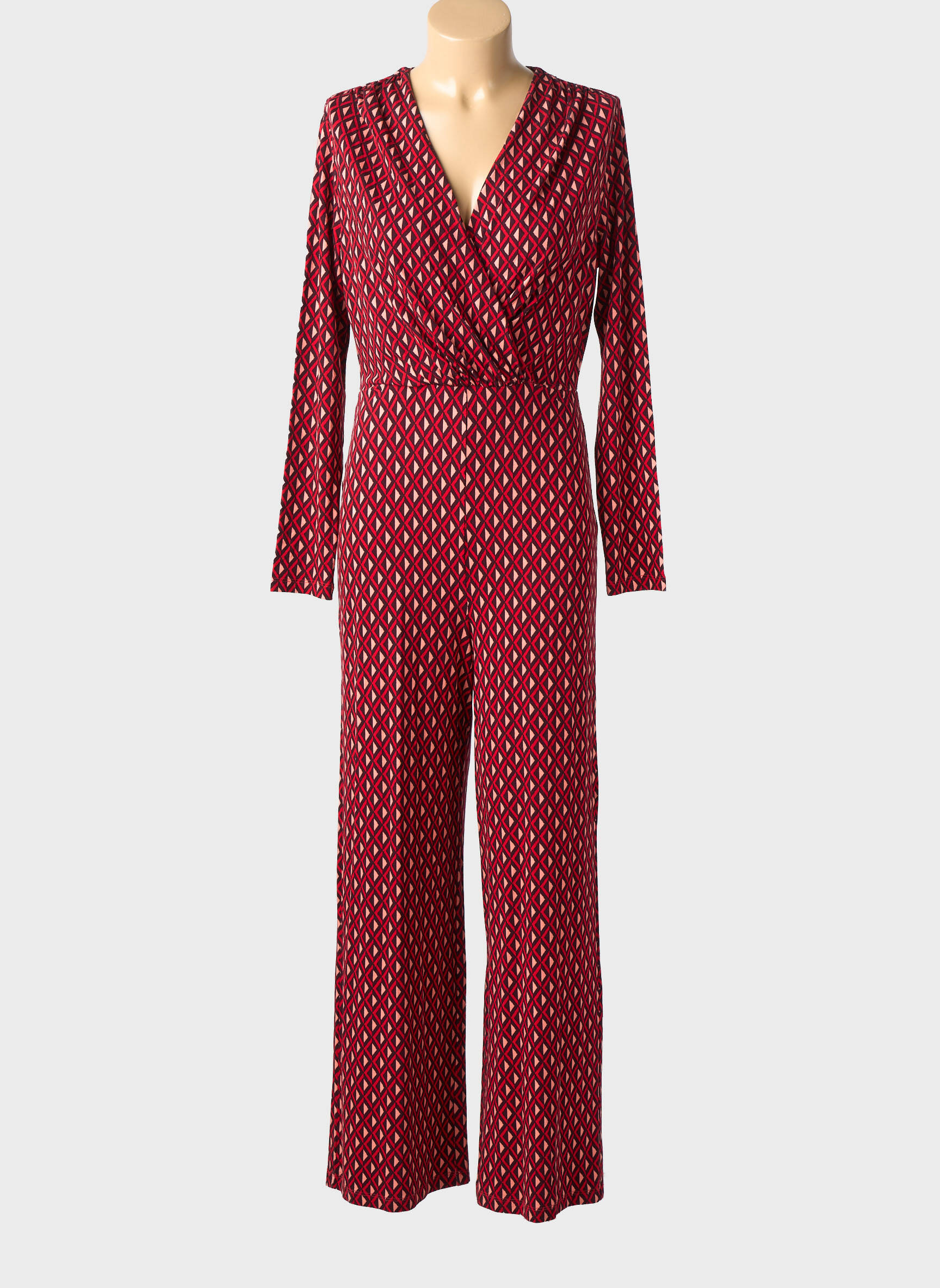 Combi-pantalon coupe cintrée manches longues rouge SURKANA femme